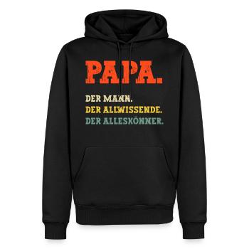 Papa Der Mann Vater Dad Geburtstag Sprüche lustig - Männer Premium Bio Hoodie - Schwarz - Vorne - Nico (187cm)