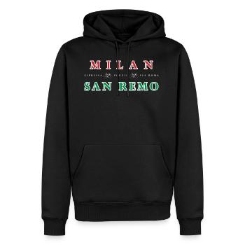 Mailand San Remo - Männer Premium Bio Hoodie - Schwarz - Vorne - Nico (187cm)