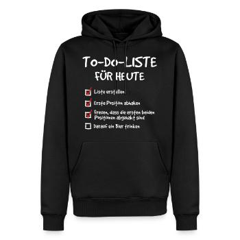 Bier to do Liste abgehakt - RAHMENLOS Geschenk - Männer Premium Bio Hoodie - Schwarz - Vorne - Nico (187cm)