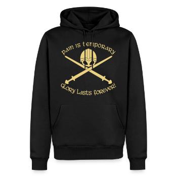 pain is temporary - glory lasts forever - Männer Premium Bio Hoodie - Schwarz - Vorne - Nico (187cm)
