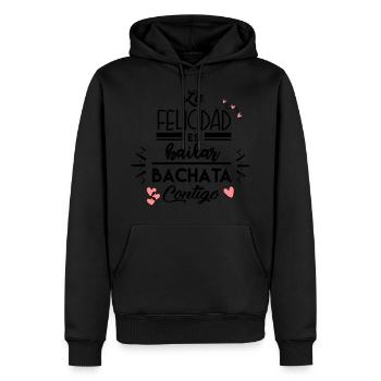 Le bonheur danse la Bachata avec toi - Sweat à capuche Premium bio Homme - noir - Devant - Nico (187cm)