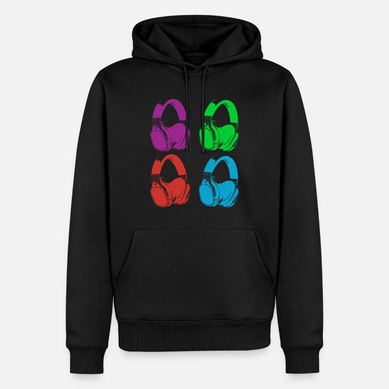 casque de musique - Sweat à capuche Premium bio Homme - noir