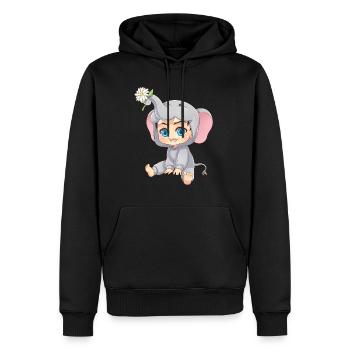 MOSBIES Elefant Blume Chibi Cosplay Geschenk - Männer Premium Bio Hoodie - Schwarz - Vorne - Nico (187cm)