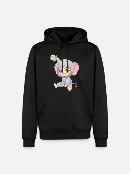 La collection d'éléphant MOSBIES - Sweat à capuche Premium bio Homme - noir