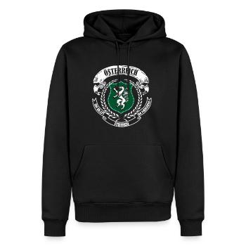 Österreich im Blut, im Herz, Steirer - Männer Premium Bio Hoodie - Schwarz - Vorne - Nico (187cm)