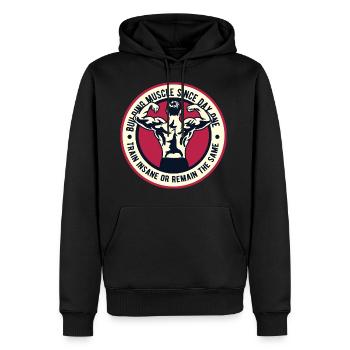 Muskelaufbau Fitness Lifestyle Sport Bodybuilder - Männer Premium Bio Hoodie - Schwarz - Vorne - Nico (187cm)