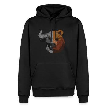 Bulle & Bär Geometrisch Geschenk - Männer Premium Bio Hoodie - Schwarz - Vorne - Nico (187cm)