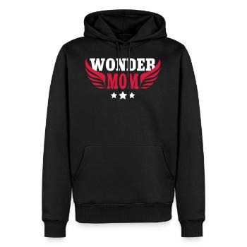 Wonder mom - mère - Sweat à capuche Premium bio Homme - noir - Devant - Nico (187cm)