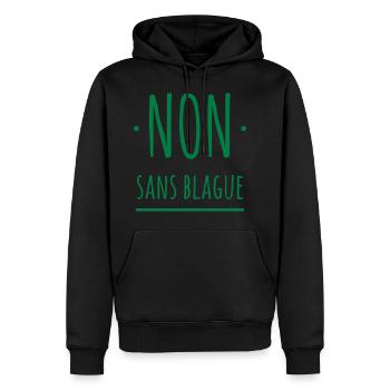 non sans blague - Sweat à capuche Premium bio Homme - noir - Devant - Nico (187cm)