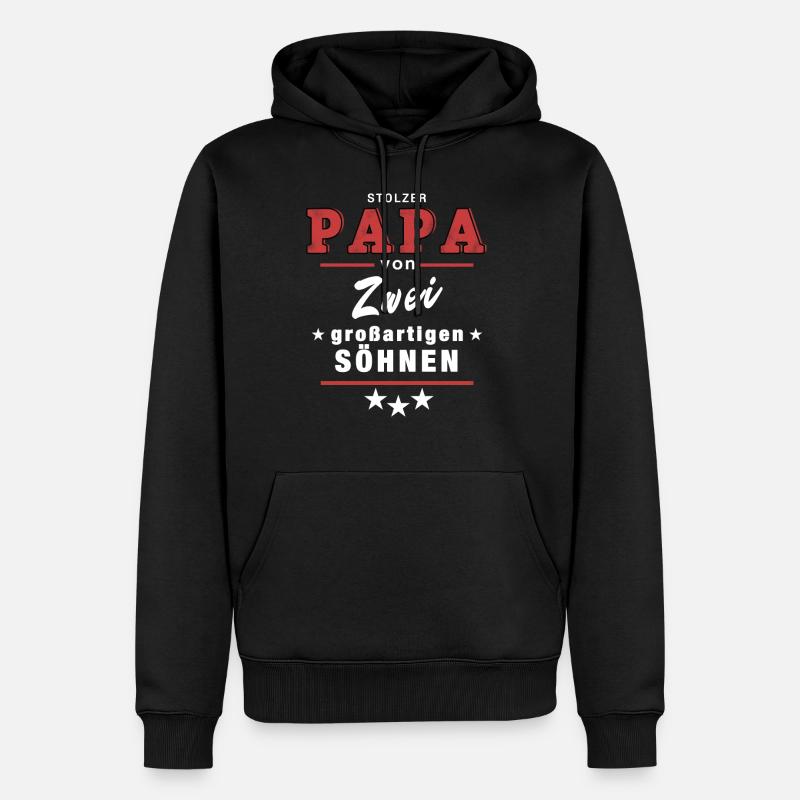 stolzer Papa Söhnen Familie - Männer Premium Bio Hoodie - Schwarz
