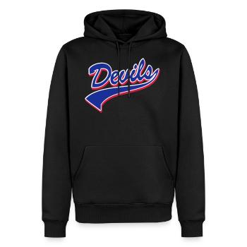 Devils Script Original - Männer Premium Bio Hoodie - Schwarz - Vorne - Nico (187cm)