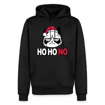 Grumpy Christmas Cat T-shirt - Ho Ho No - Men’s Premium Organic Hoodie - black - Front - Nico (187cm)