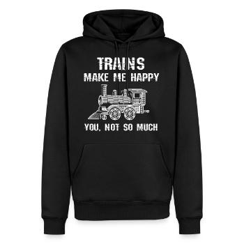 Züge Machen Mich Glücklich - Männer Premium Bio Hoodie - Schwarz - Vorne - Nico (187cm)