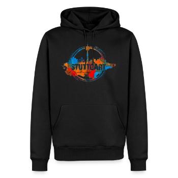 Stuttgart Color - Men’s Premium Organic Hoodie - black - Front - Nico (187cm)