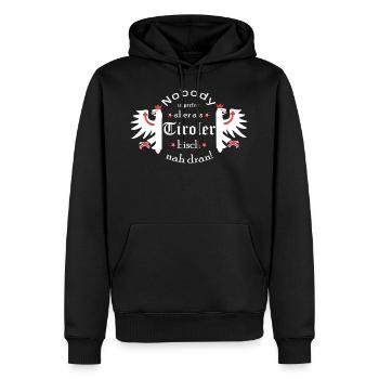 Tirol - Männer Premium Bio Hoodie - Schwarz - Vorne - Nico (187cm)