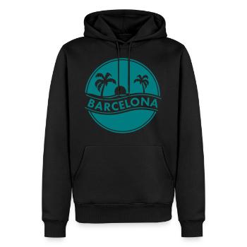 Barcelona - Männer Premium Bio Hoodie - Schwarz - Vorne - Nico (187cm)