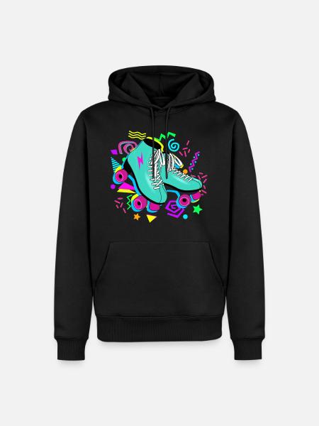 Roller skates retro neon - Men’s Premium Organic Hoodie - black