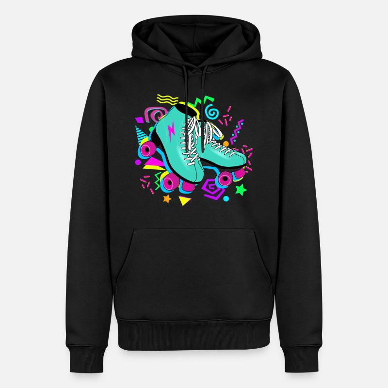 Rollschuhe retro neon - Männer Premium Bio Hoodie - Schwarz