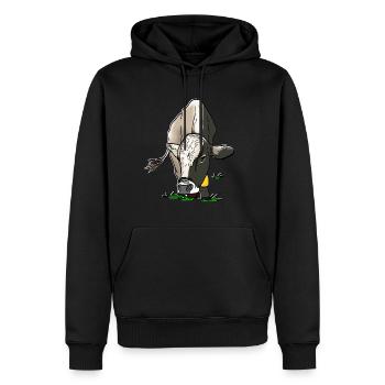 vache au pâturage - Sweat à capuche Premium bio Homme - noir - Devant - Nico (187cm)