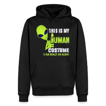 Extraterrestre extraterrestre costume humain carnaval drôle - Sweat à capuche Premium bio Homme - noir - Devant - Nico (187cm)