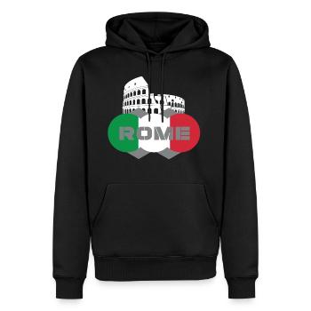 Rom - Männer Premium Bio Hoodie - Schwarz - Vorne - Nico (187cm)