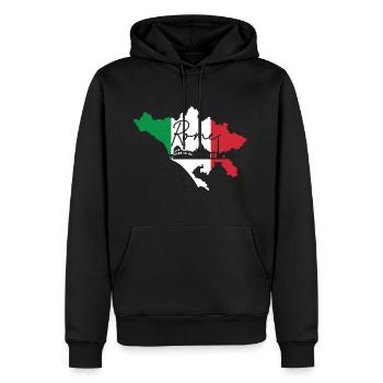 Rom - Männer Premium Bio Hoodie - Schwarz - Vorne - Nico (187cm)
