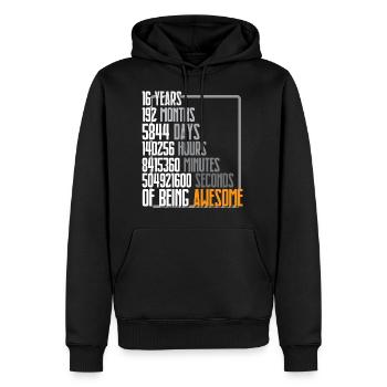 16 th Birthday - Men’s Premium Organic Hoodie - black - Front - Nico (187cm)