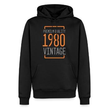 Jahrgang 1980 - Männer Premium Bio Hoodie - Schwarz - Vorne - Nico (187cm)