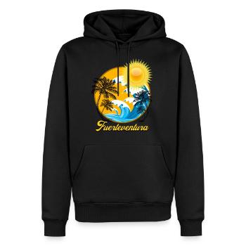 Fuerteventura - Sweat à capuche Premium bio Homme - noir - Devant - Nico (187cm)