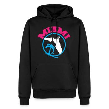 Miami - Männer Premium Bio Hoodie - Schwarz - Vorne - Nico (187cm)