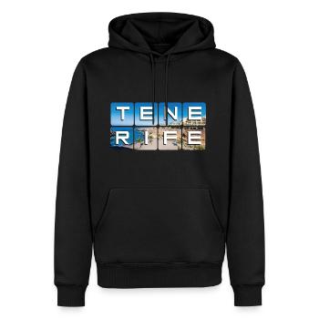 Tenerife - Herre Premium økologisk hoodie - sort - Foran - Nico (187cm)