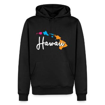 Hawaii - Männer Premium Bio Hoodie - Schwarz - Vorne - Nico (187cm)