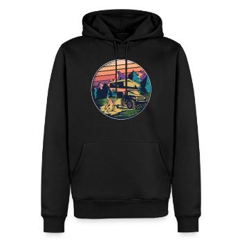 Tente de toit - Outdoor Nature Camping Montagnes Campervan - Sweat à capuche Premium bio Homme - noir - Devant - Nico (187cm)