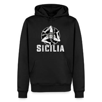 Sicile - Sweat à capuche Premium bio Homme - noir - Devant - Nico (187cm)