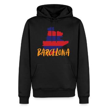 Barcellona - Felpa con cappuccio ecologica premium da uomo - nero - Fronte - Nico (187cm)