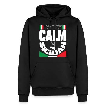 Sicile - Sweat à capuche Premium bio Homme - noir - Devant - Nico (187cm)