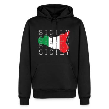 Sicile - Sweat à capuche Premium bio Homme - noir - Devant - Nico (187cm)
