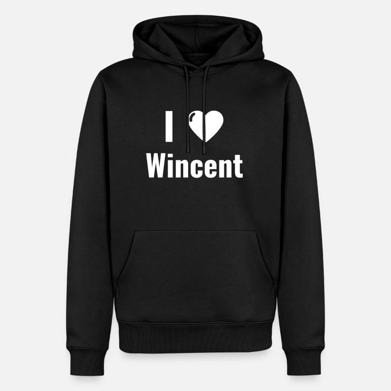 J'aime Wincent - Sweat à capuche Premium bio Homme - noir