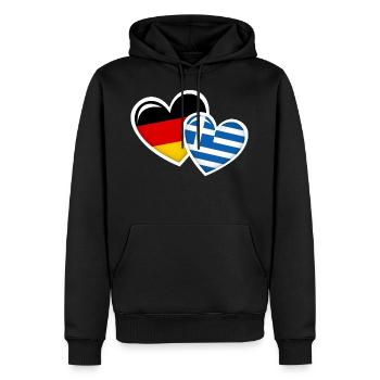 L'AMOUR DES DRAPEAUX GREC ALLEMAND AMOUR - Sweat à capuche Premium bio Homme - noir - Devant - Nico (187cm)