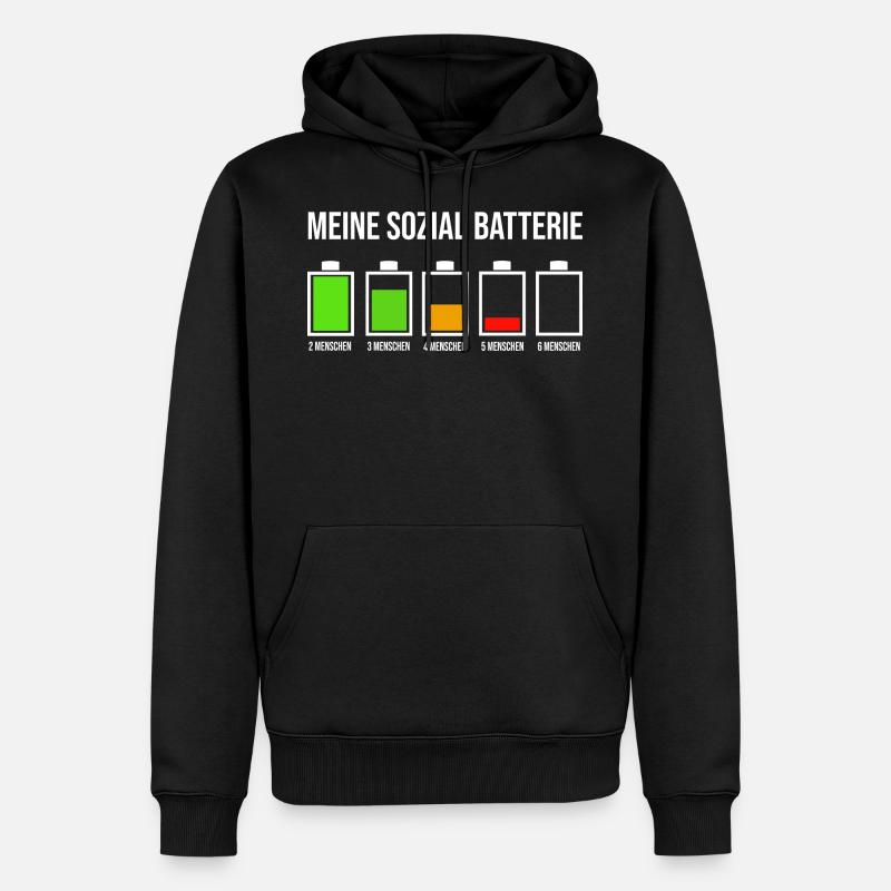 Sozial Batterie Informatiker nerd geek Geschenk - Männer Premium Bio Hoodie - Schwarz
