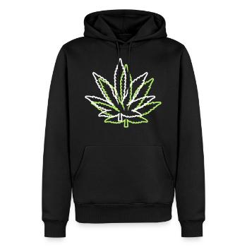 kush weed cannabis blatt symbol hanf - Männer Premium Bio Hoodie - Schwarz - Vorne - Nico (187cm)