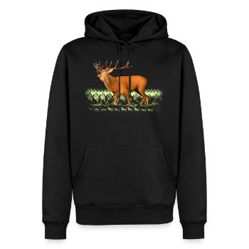 Roaring deer - Men’s Premium Organic Hoodie - black - Front - Nico (187cm)