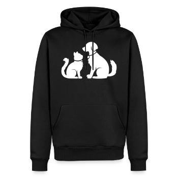 Cat Dog together - Katze Hund zusammen - Haustiere - Männer Premium Bio Hoodie - Schwarz - Vorne - Nico (187cm)