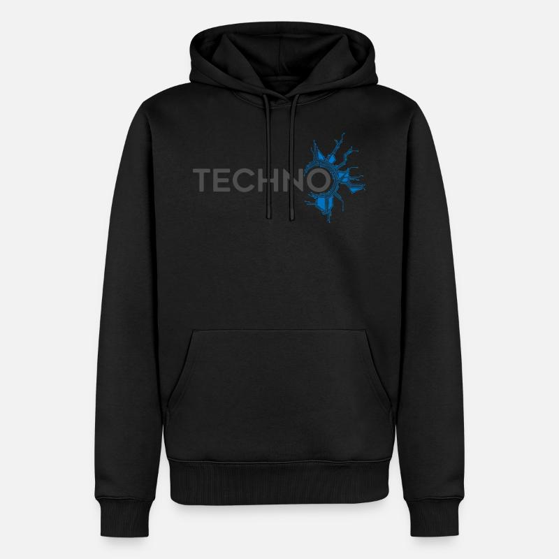 Circuit imprimé techno - Sweat à capuche Premium bio Homme - noir