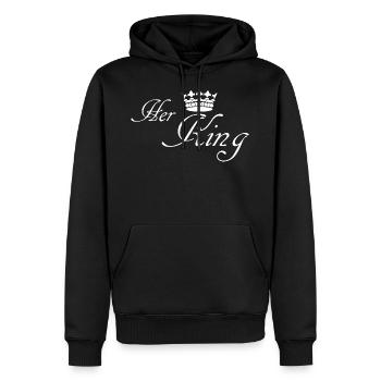 Son roi, König, Krone, chemise partenaire - Sweat à capuche Premium bio Homme - noir - Devant - Nico (187cm)