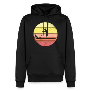 SUP avec chien paddling Stand Up Paddling - Sweat à capuche Premium bio Homme - noir - Devant - Nico (187cm)