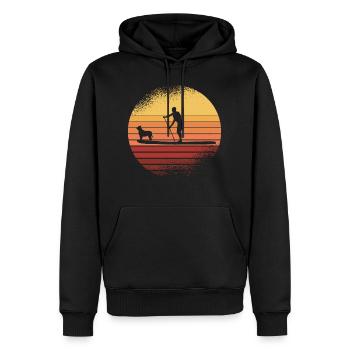 SUP avec chien | Idée cadeau pour Stand Up Paddling - Sweat à capuche Premium bio Homme - noir - Devant - Nico (187cm)