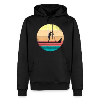 SUP avec chien | Stand Up Paddling Cadeaux chiens - Sweat à capuche Premium bio Homme - noir - Devant - Nico (187cm)