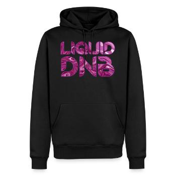 Flüssige DNB-| Drum und Bass lila Wirbel Muster - Männer Premium Bio Hoodie - Schwarz - Vorne - Nico (187cm)
