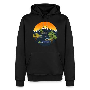 Tente de coucher de soleil | Cadeau pour les campeurs - Sweat à capuche Premium bio Homme - noir - Devant - Nico (187cm)